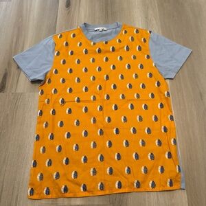 Carven Orange and Blue Patterned Tee